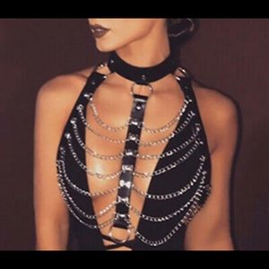 Leather Harness Belt Bdsm Body Chain Tassel Belt Fetish Corset Bustier For Women